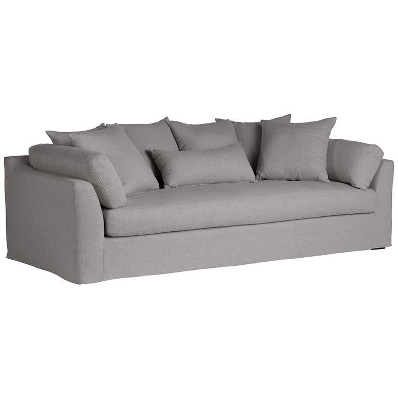 Image 3 Chateau 98 3/4 inch Wide Slate Gray Fabric Slipcover Sofa