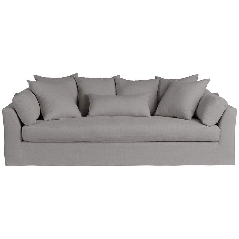 Image 5 Chateau 98 3/4 inch Wide Slate Gray Fabric Slipcover Sofa more views