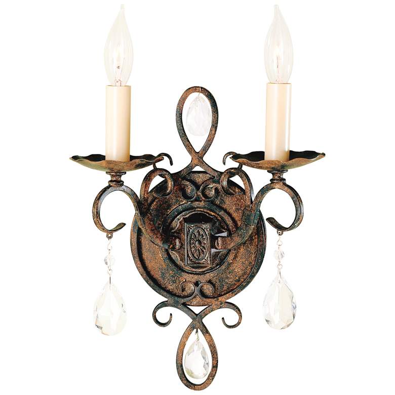 Image 1 Chateau Collection 12 inch High Crackle Bronze 2-Light Wall Sconce