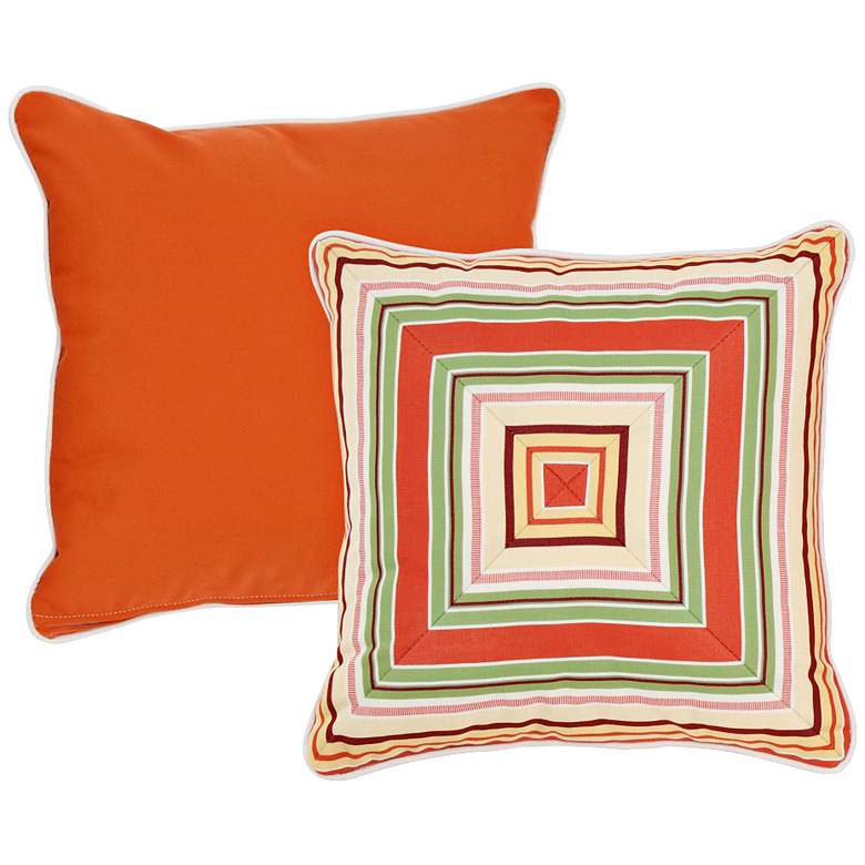 Image 1 Chateau Orange and Taupe Geometric 18 inch Indoor-Outdoor Pillow