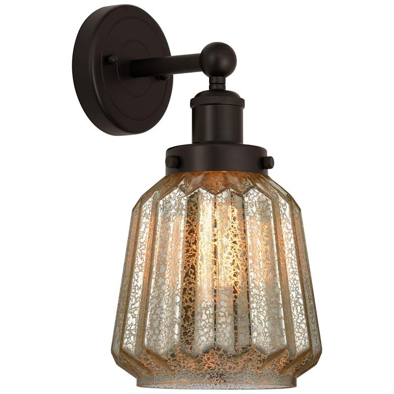 Image 1 Chatham 10 inch High Rubbed Bronze Mercury Glass Wall Sconce