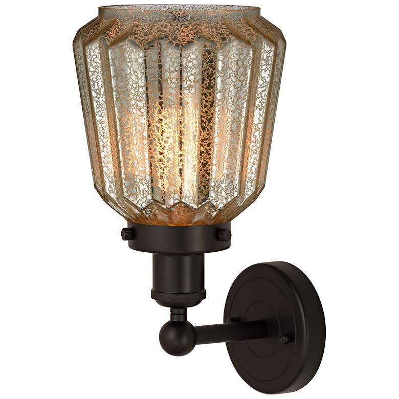 Image 3 Chatham 10" High Rubbed Bronze Mercury Glass Wall Sconce more views