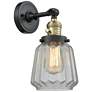Chatham 12" High Black Brass Sconce w/ Clear Shade