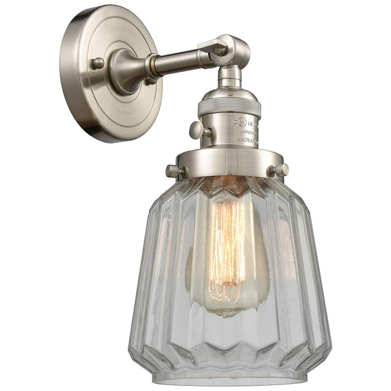 Image 1 Chatham 12" High Brushed Satin Nickel Sconce w/ Clear Shade