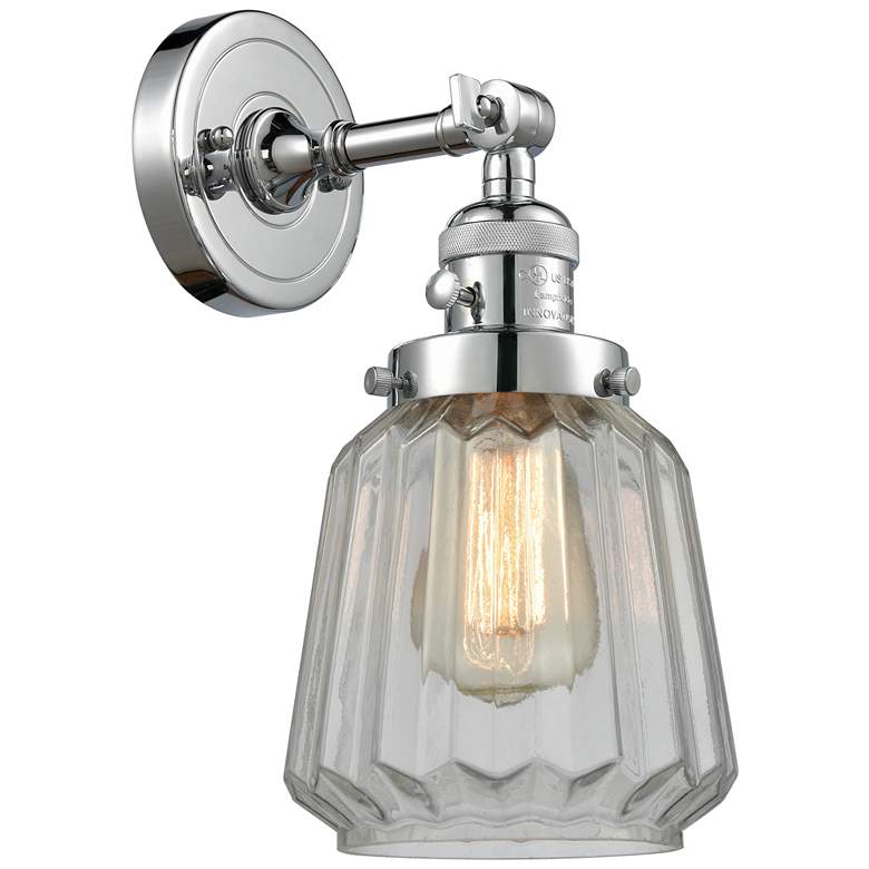 Image 1 Chatham 12" High Polished Chrome Sconce w/ Clear Shade