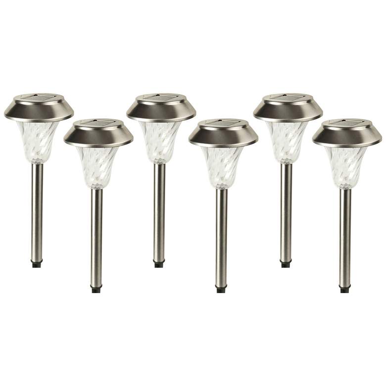 Image 1 Chatham 12 inchH Stainless Steel Solar LED Path Lights Set of 6