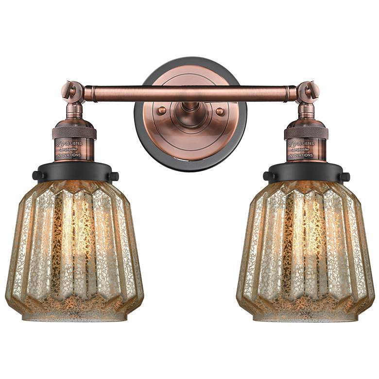 Image 1 Chatham 16" 2-Light Antique Copper Bath Light w/ Mercury Shade