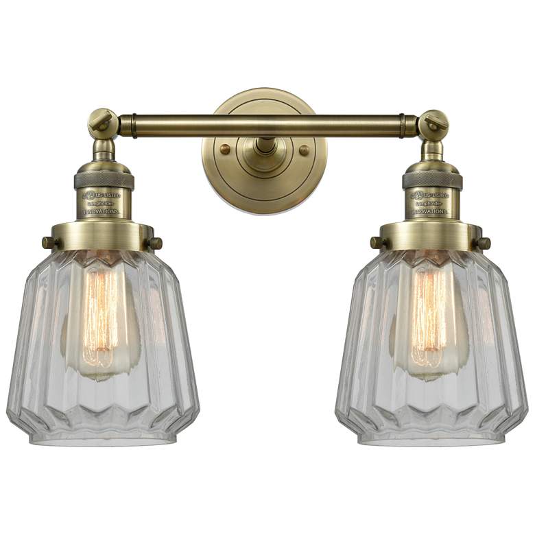 Image 1 Chatham 16" Wide 2 Light Antique Brass Bath Vanity Light w/ Clear Shad