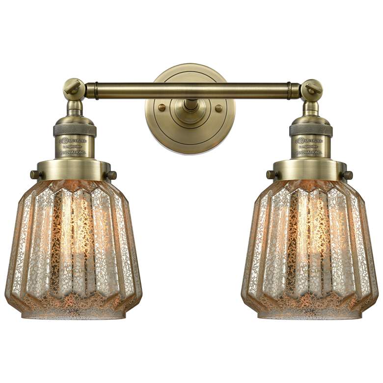 Image 1 Chatham 16" Wide 2 Light Antique Brass Bath Vanity Light w/ Mercury Sh