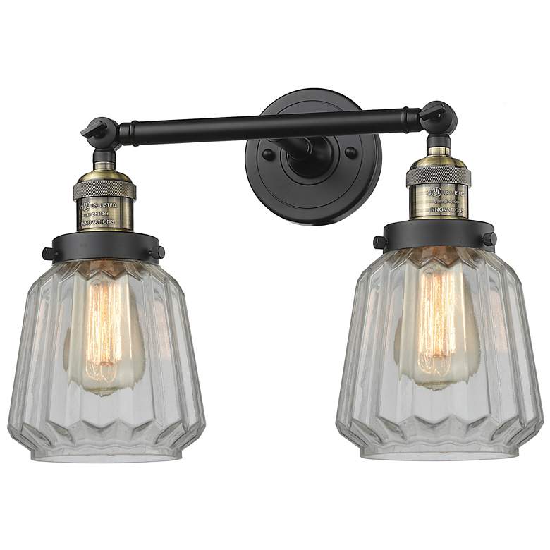 Image 1 Chatham 16" Wide 2 Light Black Brass Bath Vanity Light w/ Clear Shade