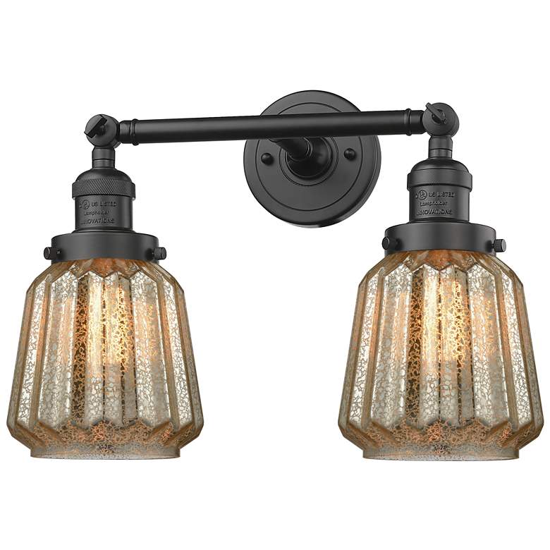 Image 1 Chatham 16" Wide 2 Light Bronze Bath Vanity Light w/ Mercury Shade