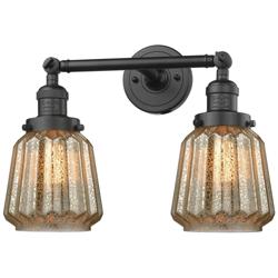 Chatham 16" Wide 2 Light Bronze Bath Vanity Light w/ Mercury Shade