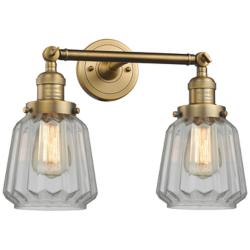 Chatham 16" Wide 2 Light Brushed Brass Bath Vanity Light w/ Clear Shad