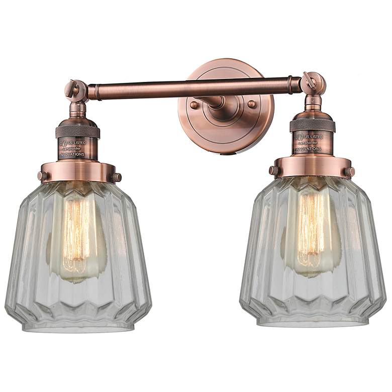 Image 1 Chatham 16" Wide 2 Light Copper Bath Vanity Light w/ Clear Shade