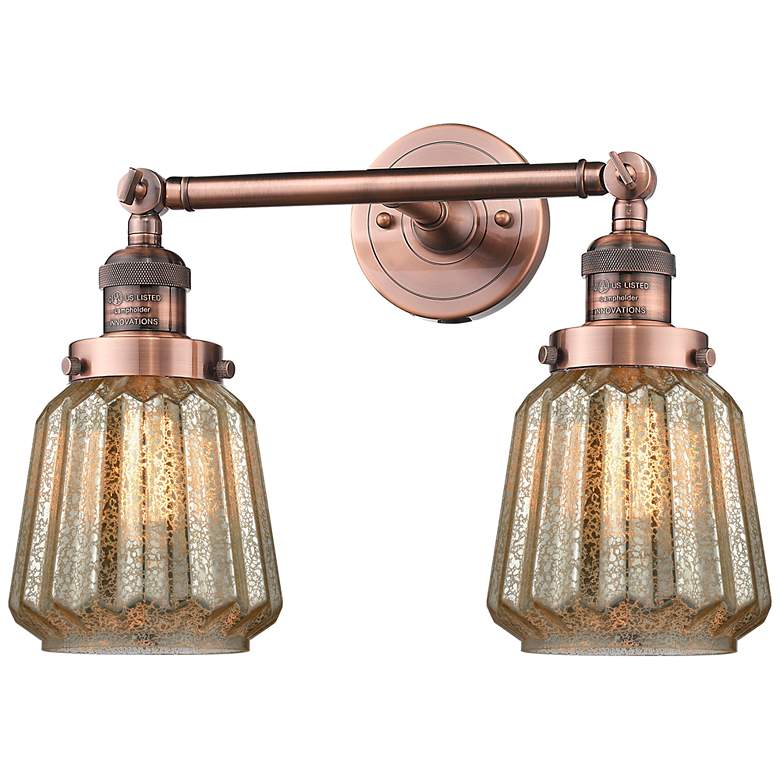 Image 1 Chatham 16" Wide 2 Light Copper Bath Vanity Light w/ Mercury Shade
