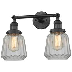 Chatham 16" Wide 2 Light Matte Black Bath Vanity Light w/ Clear Shade