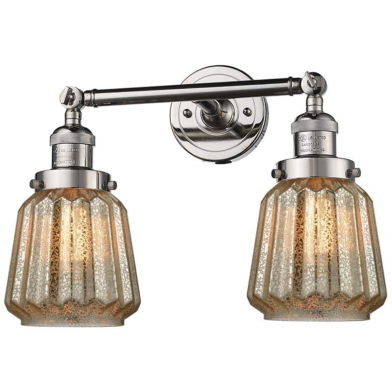 Image 1 Chatham 16" Wide 2 Light Polished Nickel Bath Vanity Light w/ Mercury