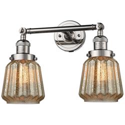Chatham 16" Wide 2 Light Polished Nickel Bath Vanity Light w/ Mercury