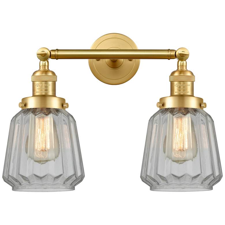 Image 1 Chatham 16" Wide 2 Light Satin Gold Bath Vanity Light w/ Clear Shade