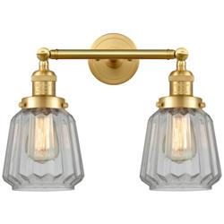 Chatham 16" Wide 2 Light Satin Gold Bath Vanity Light w/ Clear Shade