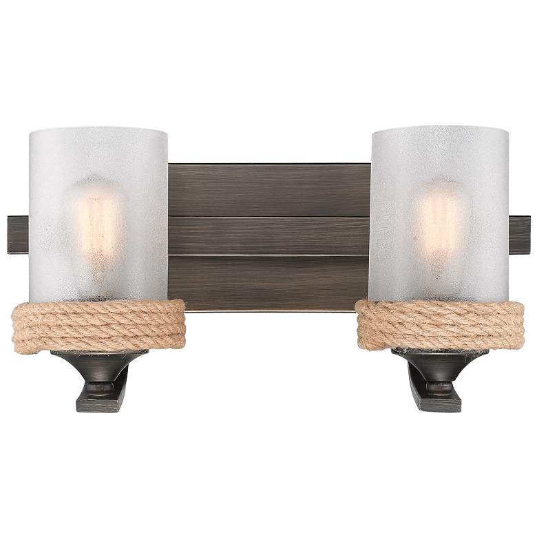 Image 1 Chatham 16" Wide Gunmetal Bronze 2-Light Bath Light w/ Sandblasted Gla