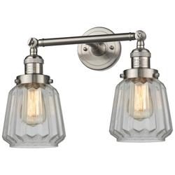 Chatham 16"W 2 Light Brushed Satin Nickel Bath Vanity Light w/ Clear S