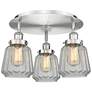 Chatham 18.25" Wide 3 Light Satin Nickel Flush Mount With Clear Glass