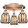 Chatham 18.25"W 3 Light Antique Copper Flush Mount With Mercury Glass