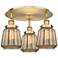 Chatham 18.25"W 3 Light Brushed Brass Flush Mount With Mercury Glass S
