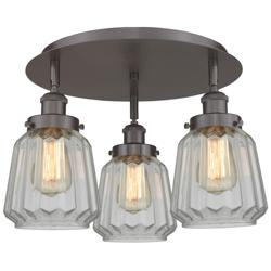 Chatham 18.25"W 3 Light Oil Rubbed Bronze Flush Mount w/ Clear Glass S