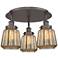 Chatham 18.25"W 3 Light Oil Rubbed Bronze Flush Mount w/ Mercury Shade