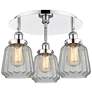 Chatham 18.25"W 3 Light Polished Chrome Flush Mount With Clear Glass S