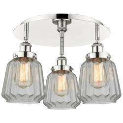 Chatham 18.25"W 3 Light Polished Nickel Flush Mount With Clear Glass S