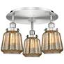 Chatham 18.25"W 3 Light Satin Nickel Flush Mount With Mercury Glass Sh