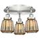 Chatham 18.25"W 3 Light Satin Nickel Flush Mount With Mercury Glass Sh