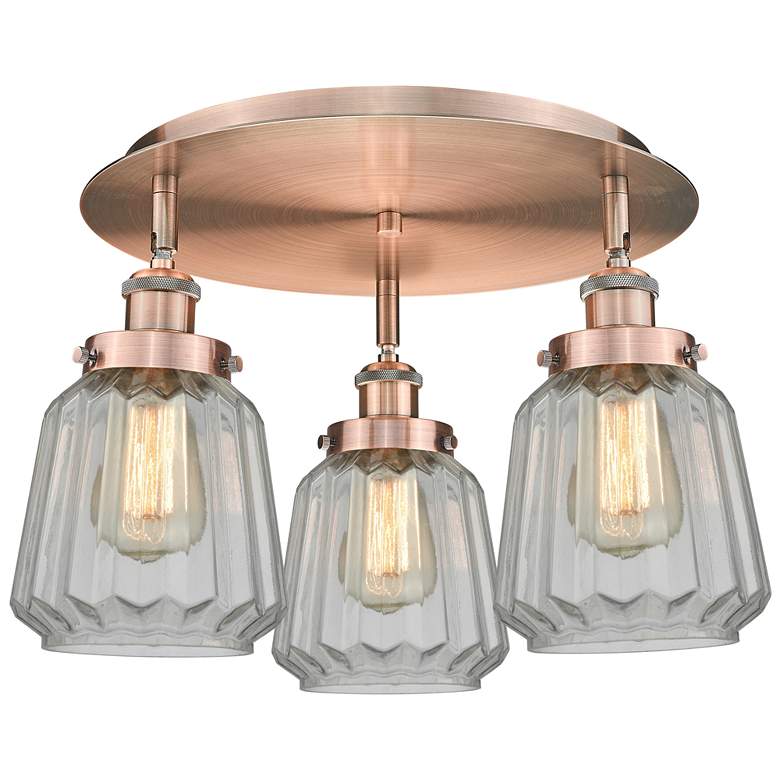 Image 1 Chatham 18 1/4" Wide Copper Ceiling Light w/ Ribbed Glass