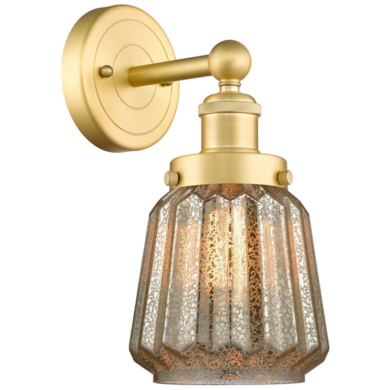 Image 1 Chatham 2.25" High Satin Gold Sconce With Clear Shade
