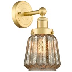 Chatham 2.25&quot; High Satin Gold Sconce With Clear Shade