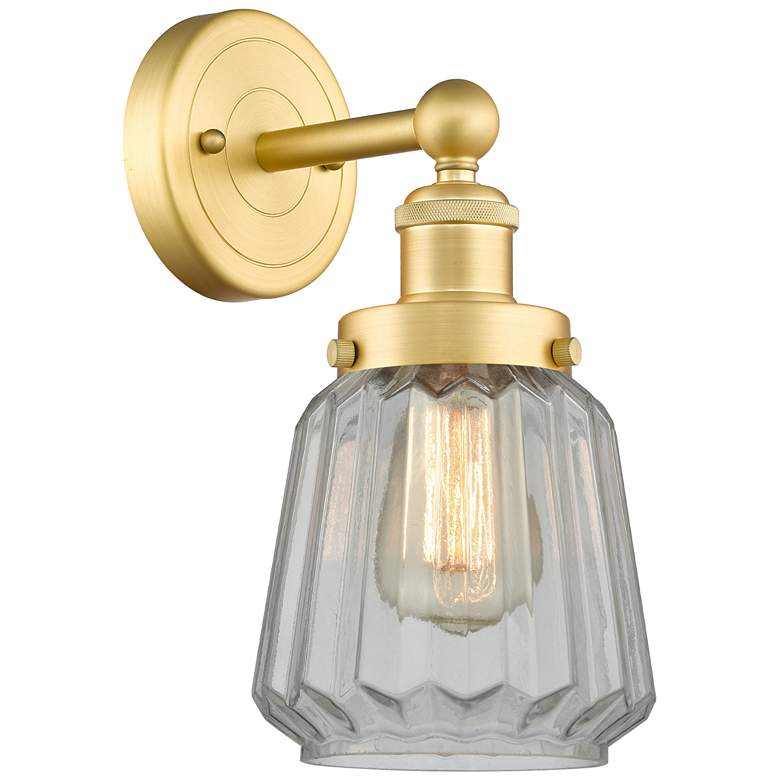 Image 1 Chatham 2.25 inch High Satin Gold Sconce With Matte White Shade