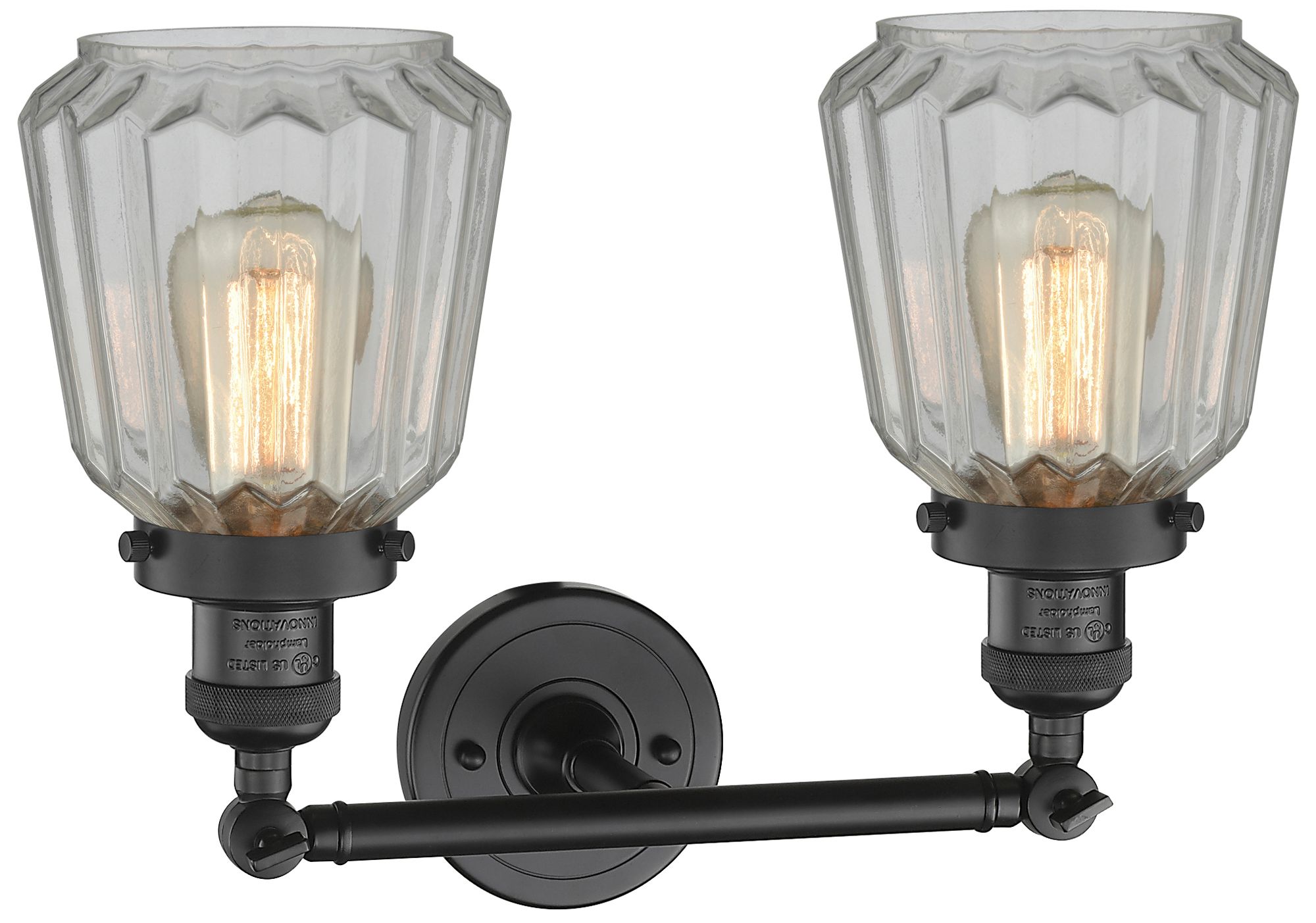 Image 2 Chatham 2 Light 16" LED Bath Light - Matte Black - Clear Shade more views