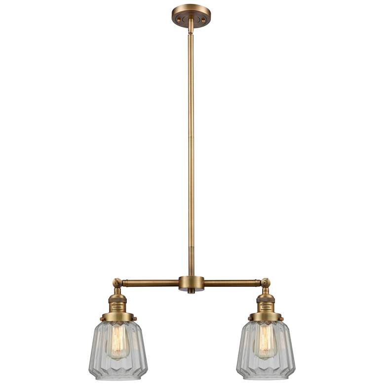 Image 1 Chatham 21" Wide 2 Light Brushed Brass Island Light w/ Clear Shade