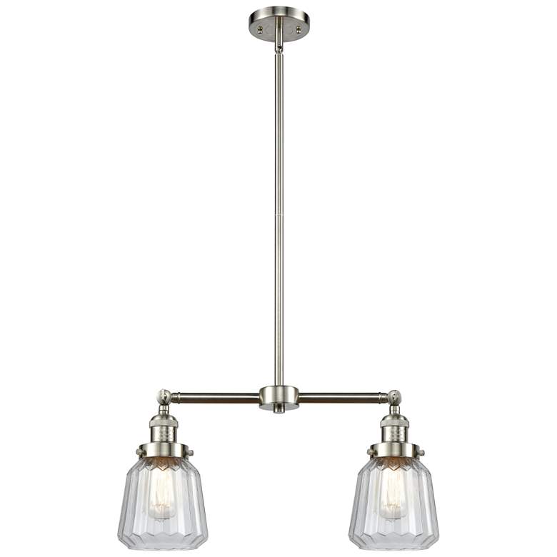 Image 1 Chatham 21" Wide 2 Light Brushed Satin Nickel Island Light w/ Clear Sh