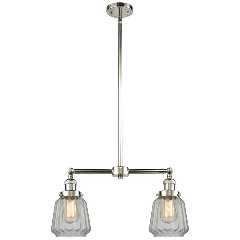 Image 1 Chatham 21" Wide 2 Light Polished Nickel Island Light w/ Clear Shade