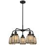 Chatham 24.5"W 5 Light Matte Black Stem Hung Chandelier w/ Mercury Sha
