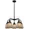 Chatham 24.5"W 5 Light Matte Black Stem Hung Chandelier w/ Mercury Sha