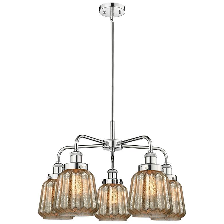 Image 1 Chatham 24.5"W 5 Light Polished Chrome Stemmed Chandelier w/ Mercury S