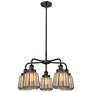 Chatham 24.5"W 5 Light Rubbed Bronze Stemmed Chandelier w/ Mercury Sha