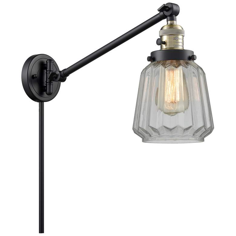 Image 1 Chatham 25" High Black Brass Swing Arm w/ Clear Shade
