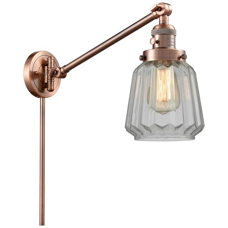 Image 1 Chatham 25" High Copper Swing Arm w/ Clear Shade