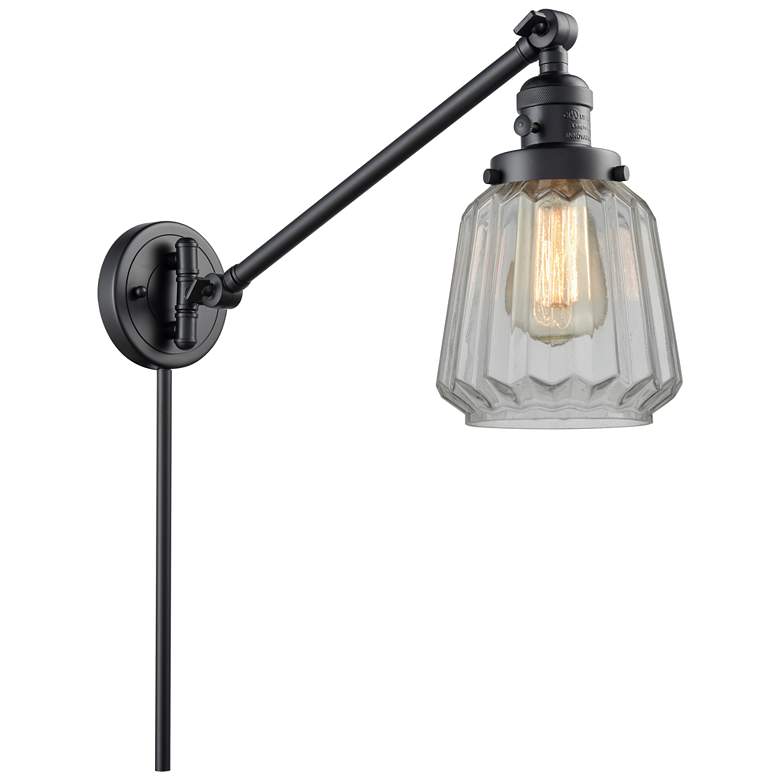 Image 1 Chatham 25" High Matte Black Swing Arm w/ Clear Shade